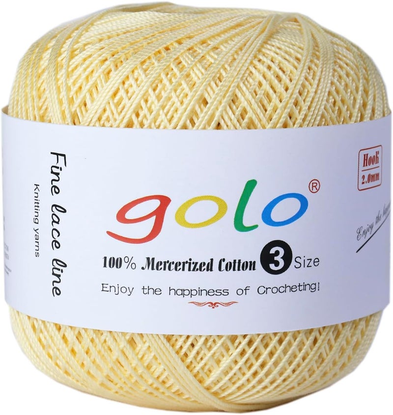 Golo Crochet Thread Size 3 Yarn for Hand Knitting Light Yellow 745 - Image 1